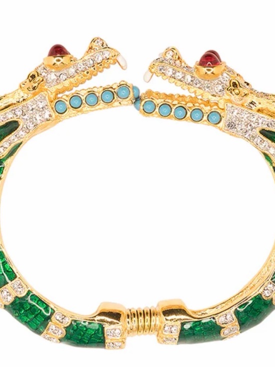 Kenneth Jay Lane Green Dragon Bangle Bracelet